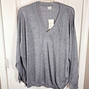 A New Day Men's‎ V-Neck Sweater 3XL Gray NWT Soft Eco Blend Pullover Lightweight